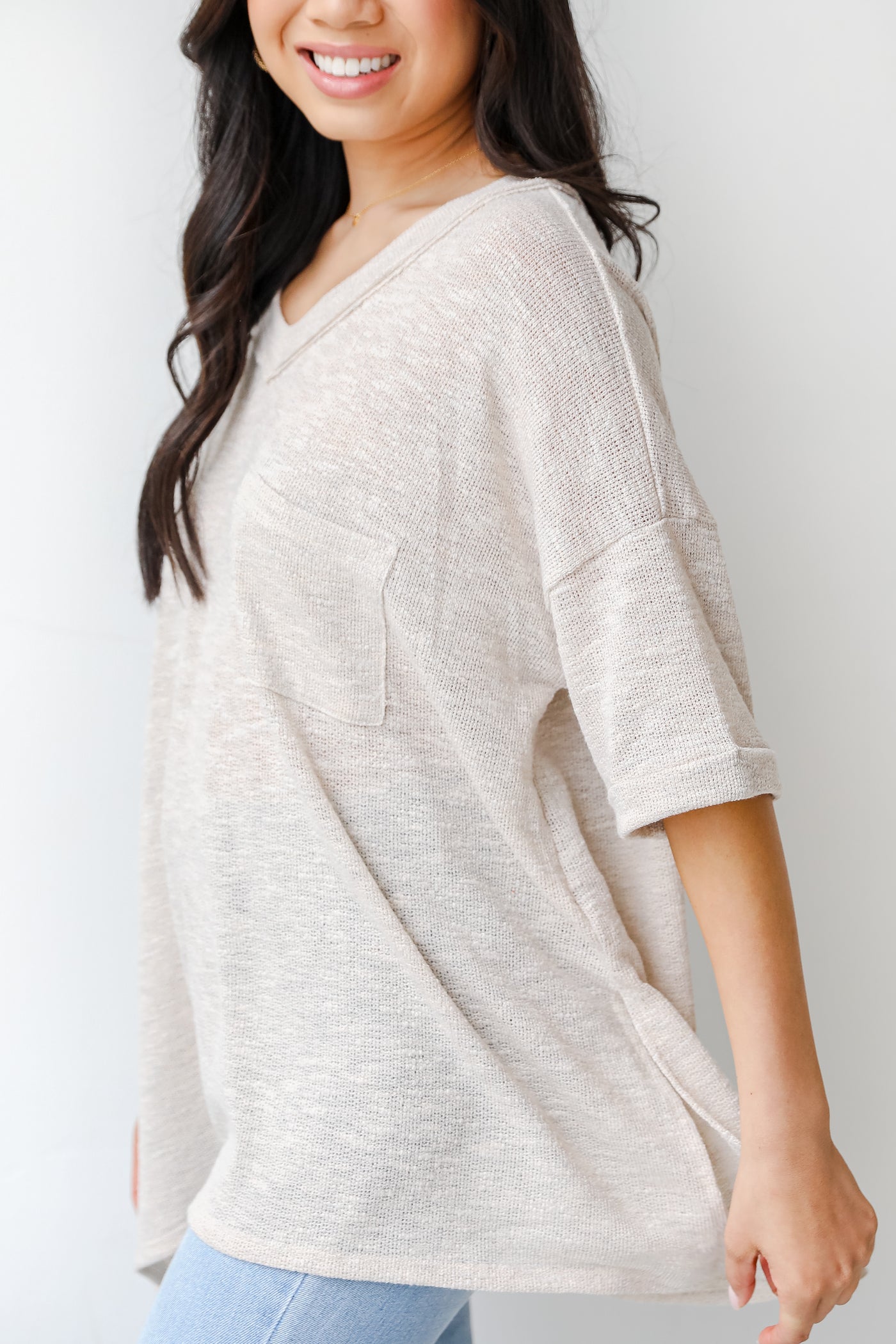 Knit Top in ivory side view