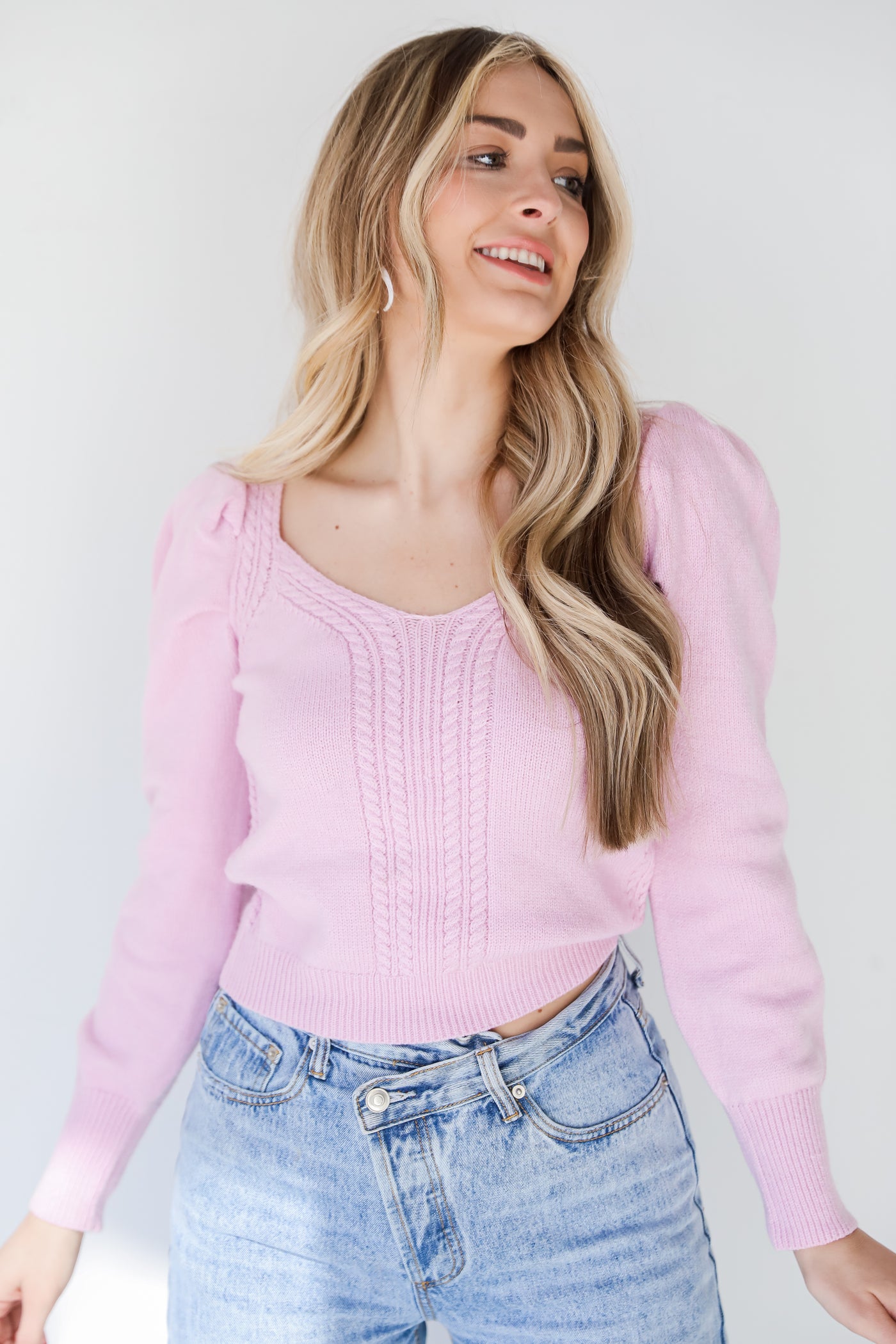 pink Sweater on model