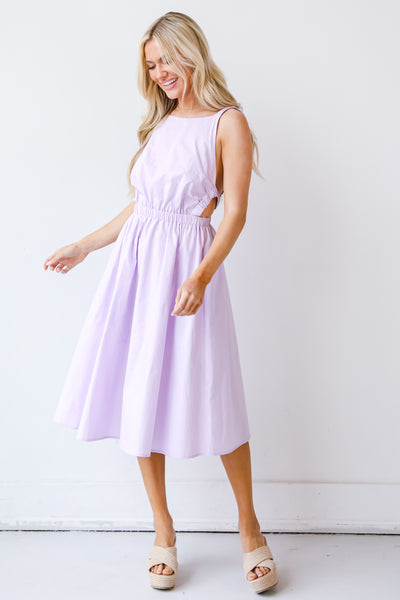 purple Midi Dress on model