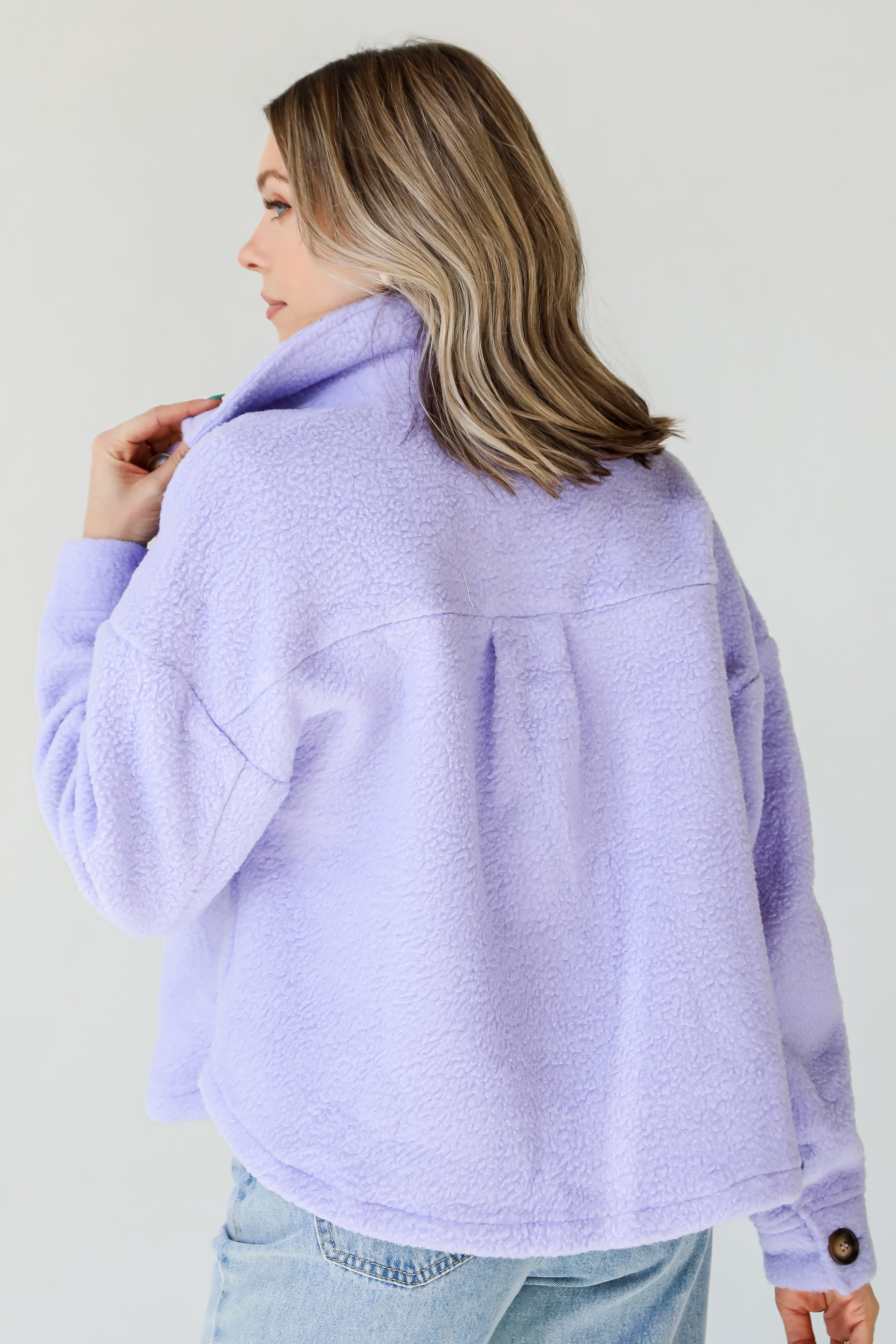 purple Sherpa Jacket back view