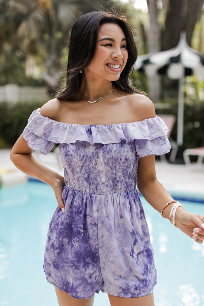 Cabana Life Smocked Tie-Dye Romper