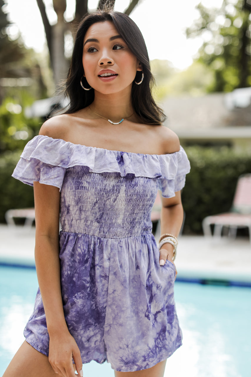 Cabana Life Smocked Tie-Dye Romper