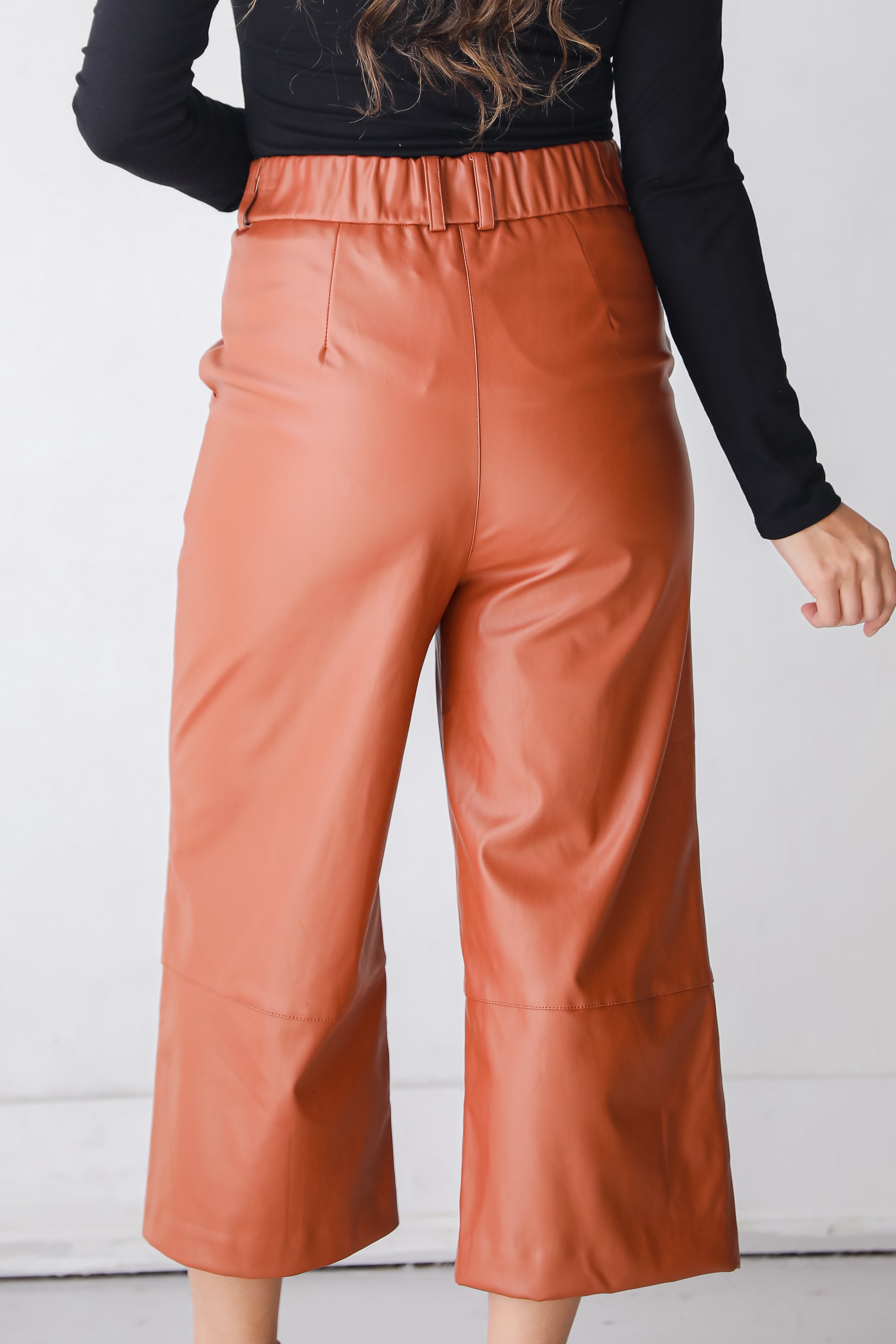 brown Leather Pants back view