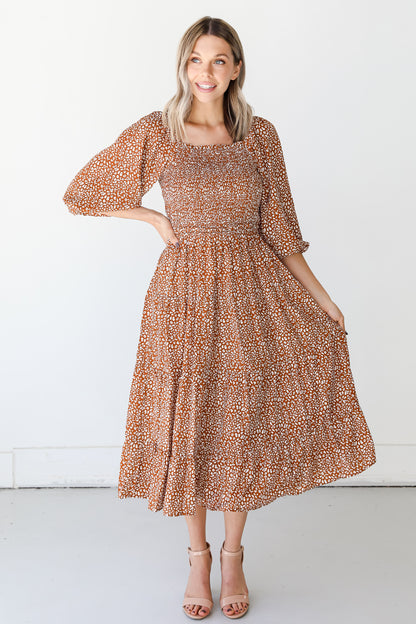 Spotted Midi Dress on dress up model