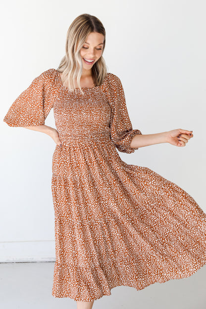 Spotted Midi Dress on model
