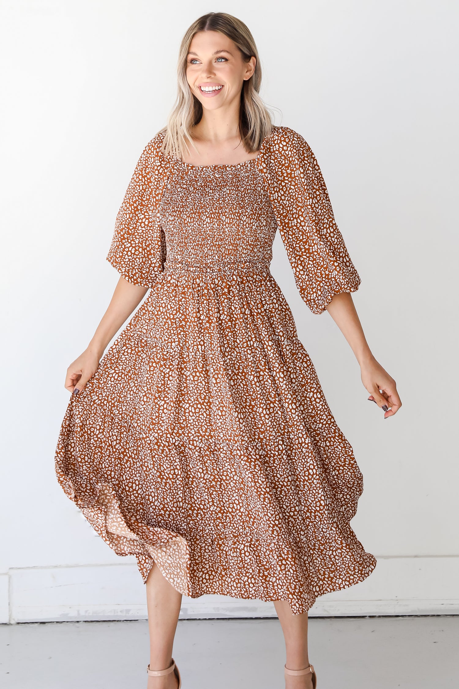 Spotted Midi Dress front view