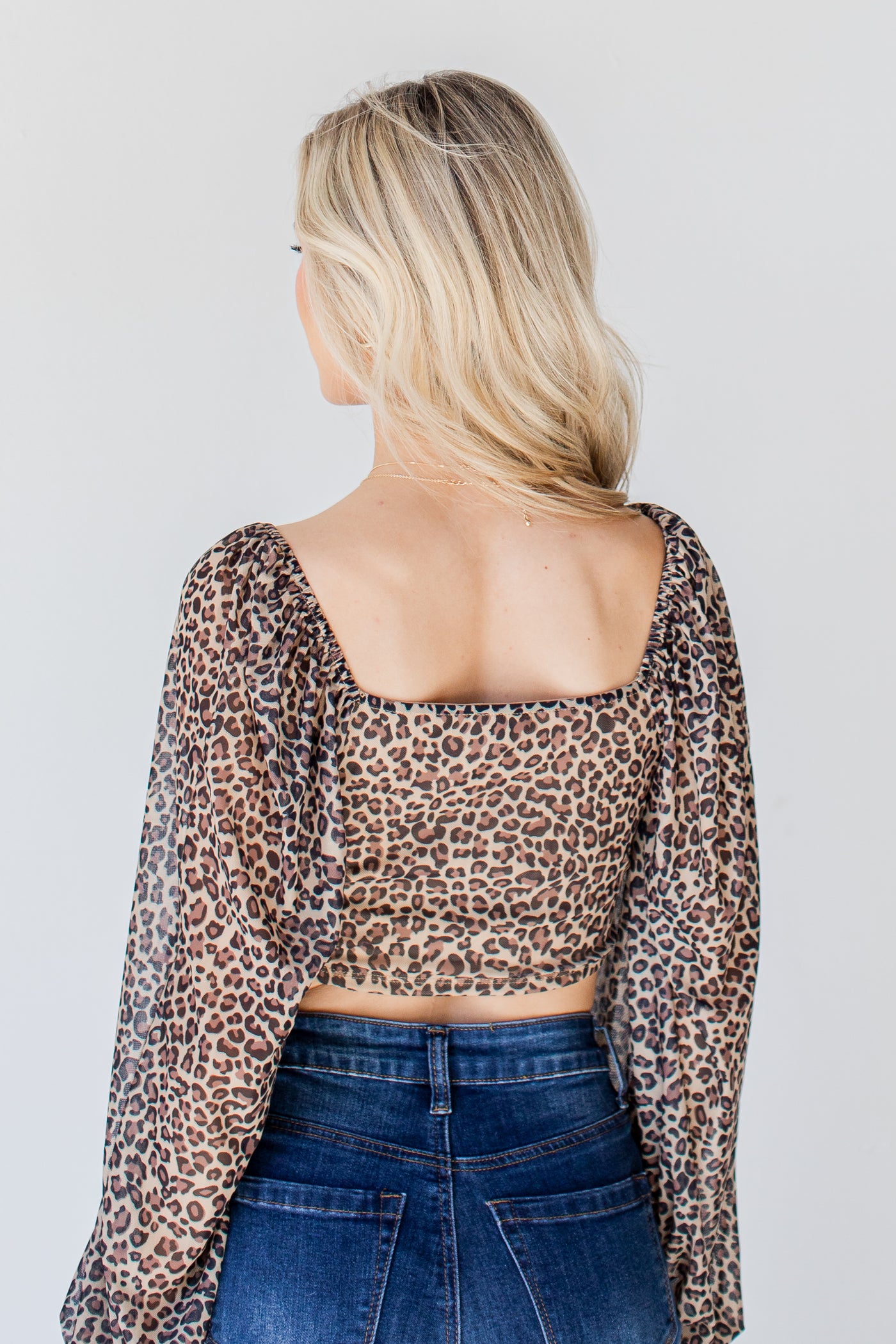 Leopard Cropped Blouse back view