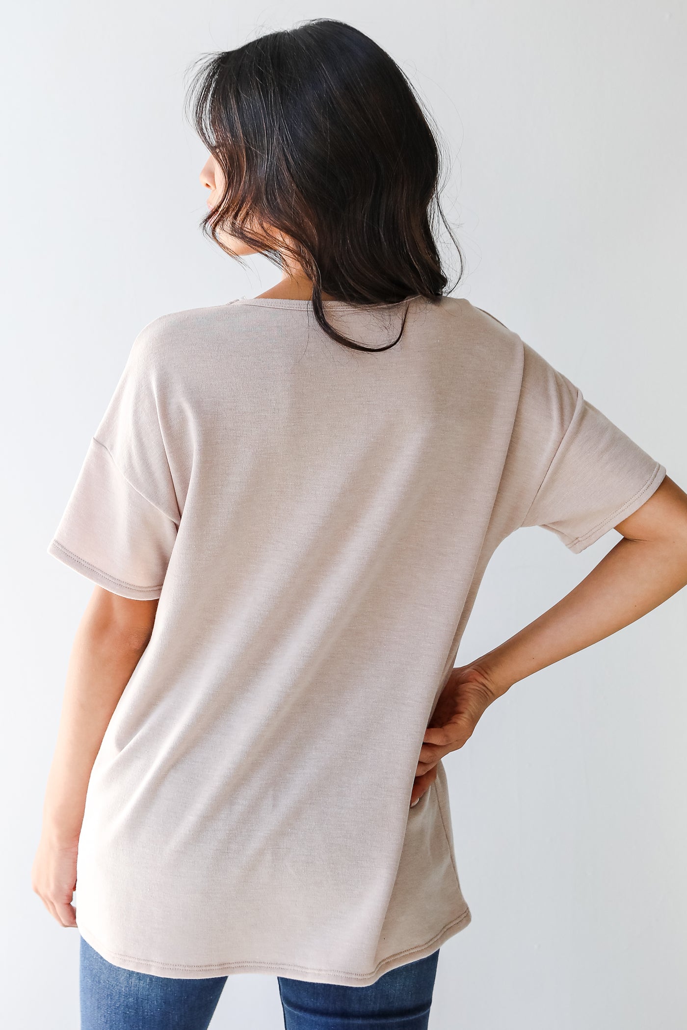 Leopard Star Tee in taupe back view