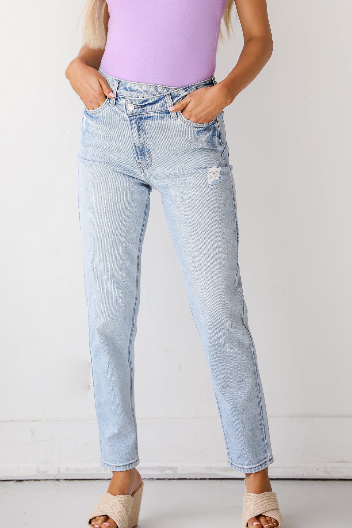 Asymmetrical Mom Jeans front view