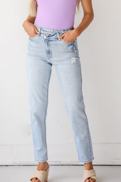 Asymmetrical Mom Jeans front view