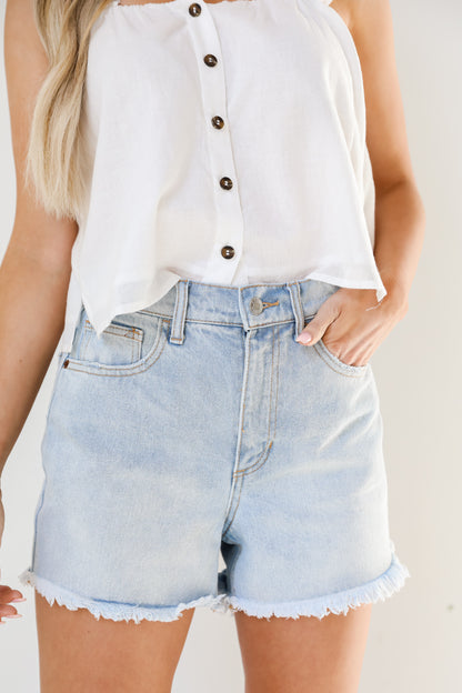 Frayed Denim Shorts close up