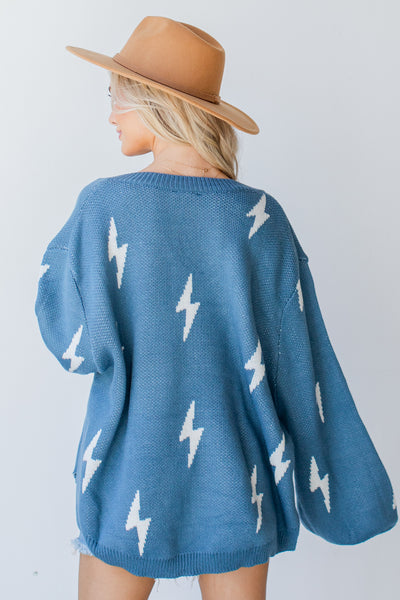 Lightning Bolt Sweater in light blue back view