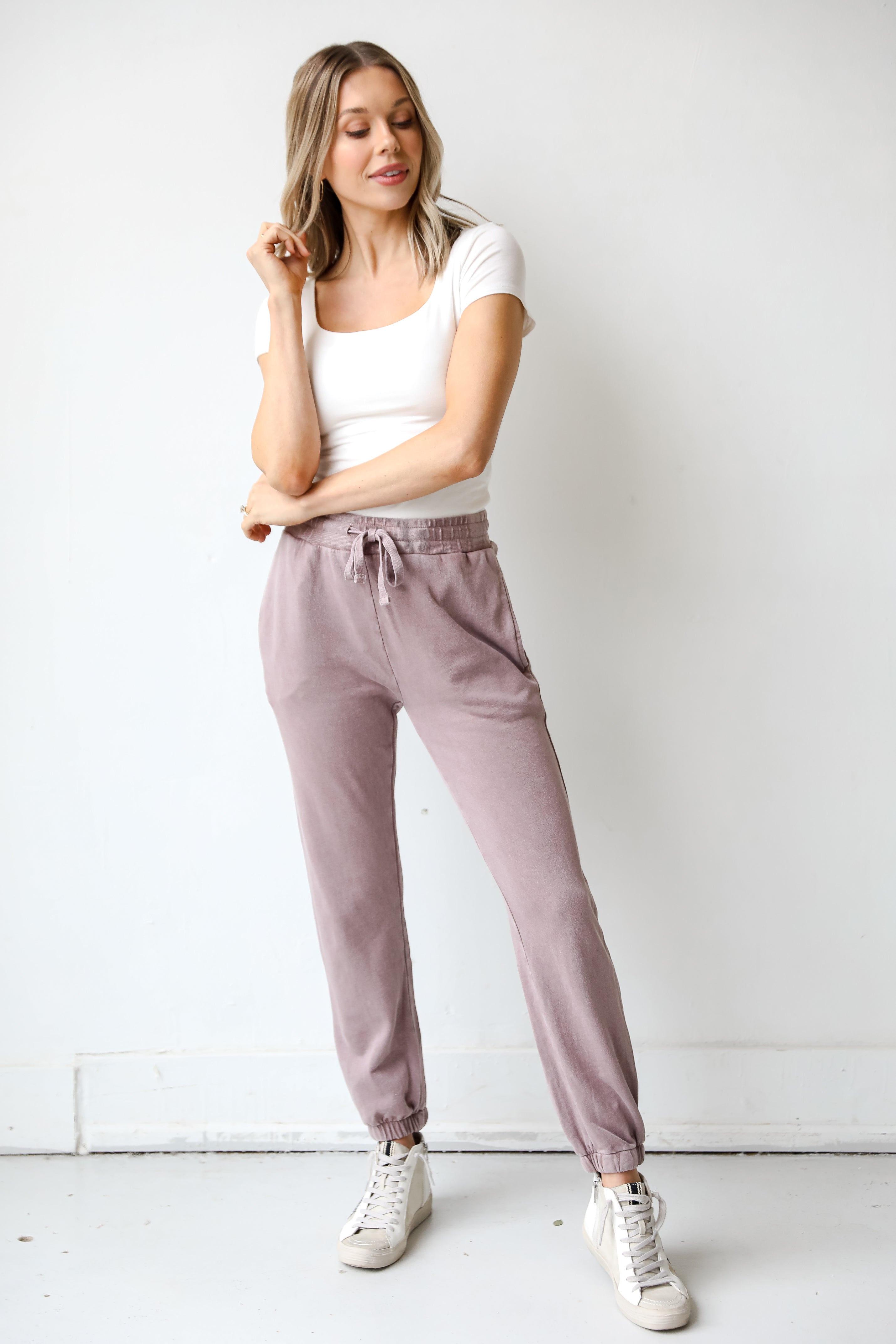 purple Joggers front view