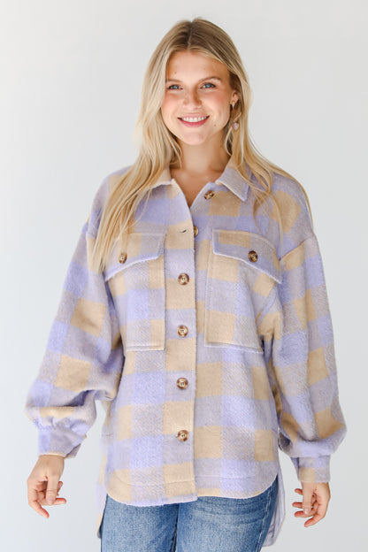 Plaid Shacket front view