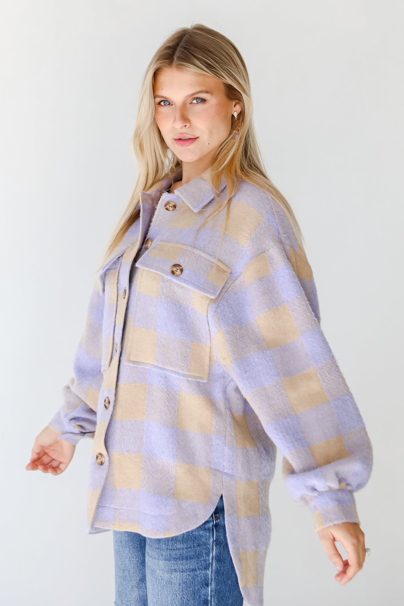 oversized Plaid Shacket side view