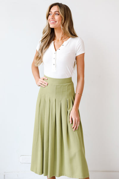 green Midi Skirt front view