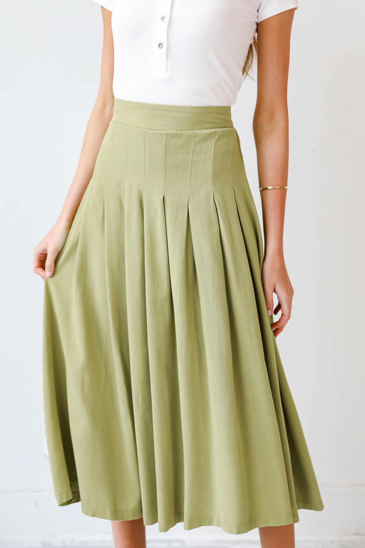 green Midi Skirt