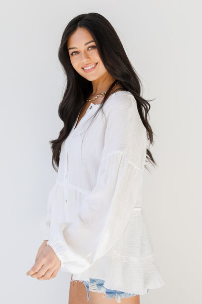 Linen Blouse in white side view