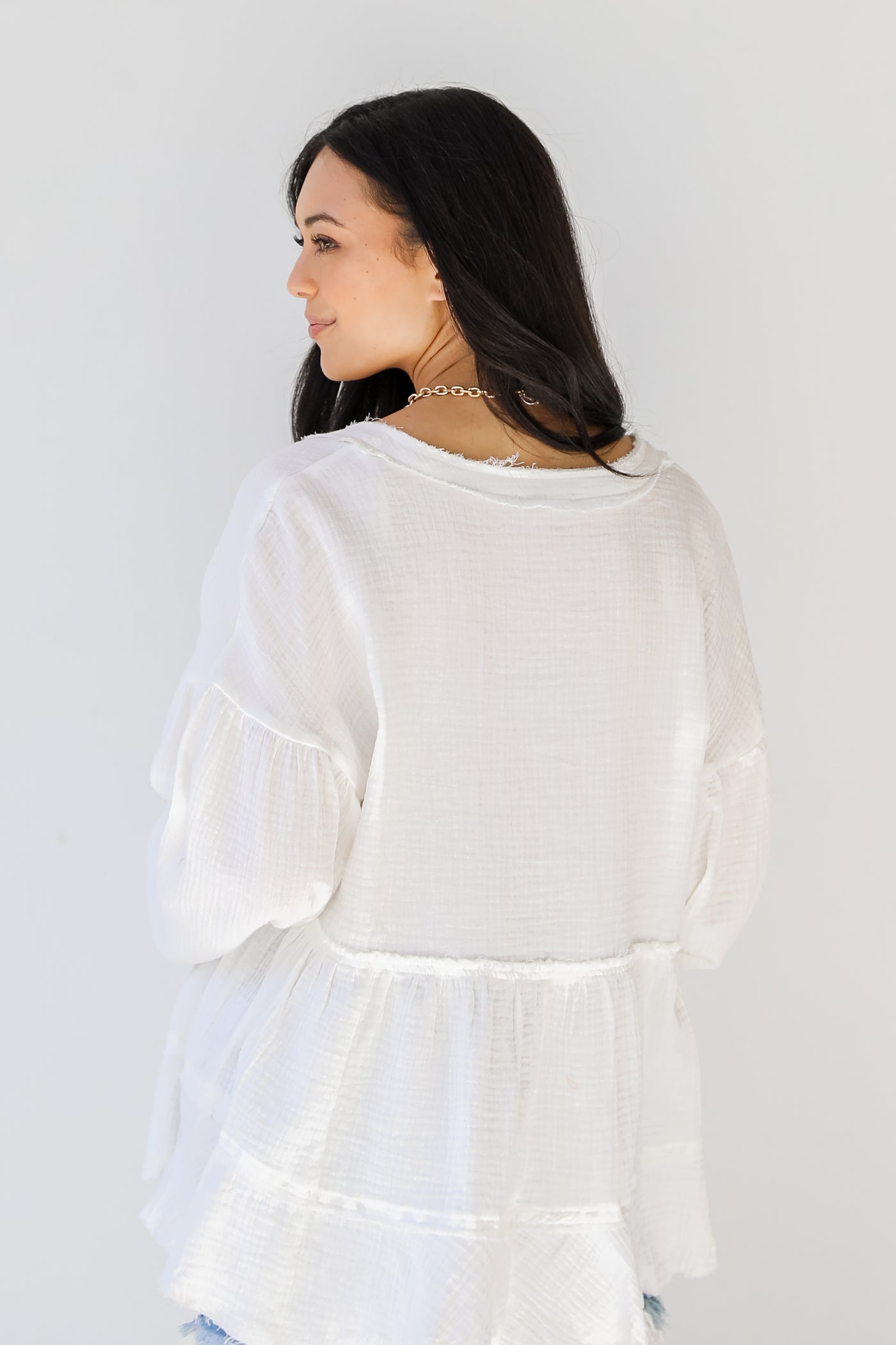 Linen Blouse in white back view