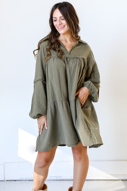 Linen Mini Dress front view