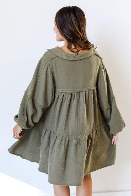 Linen Mini Dress back view