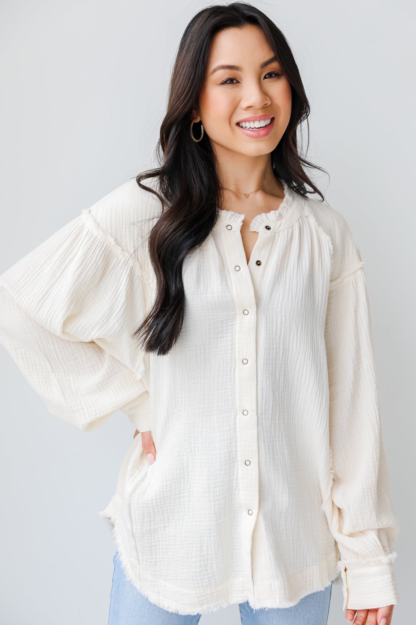 Linen Blouse in ivory