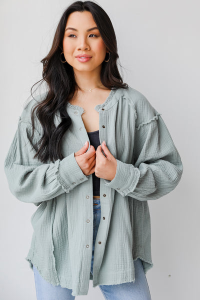 Linen Blouse in sage