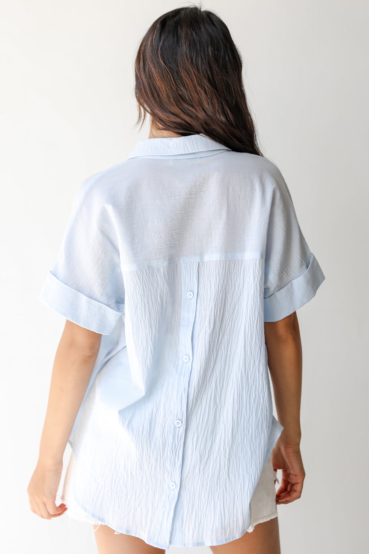 Linen Blouse in blue back view