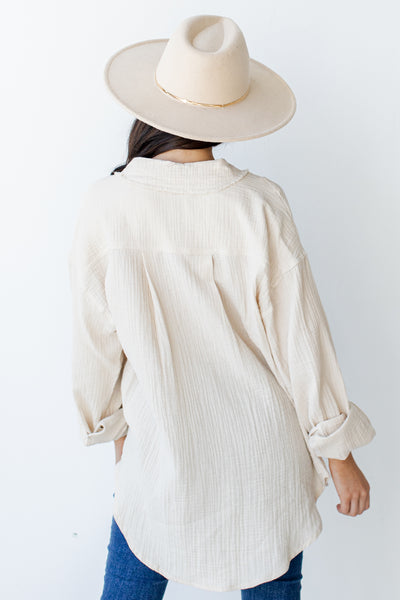 Linen Blouse in ivory back view
