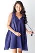 Linen Mini Dress in navy