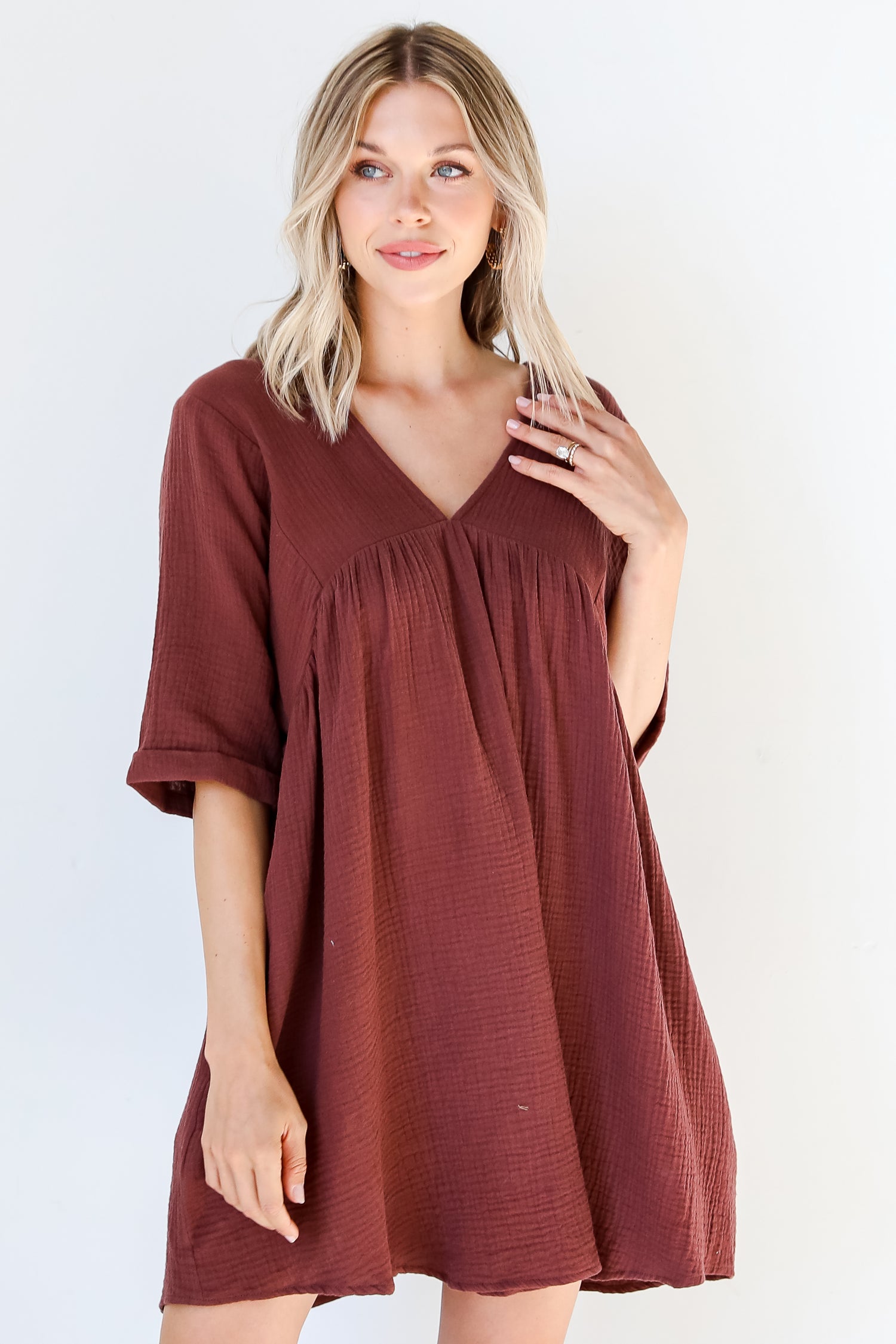 Linen Babydoll Mini Dress