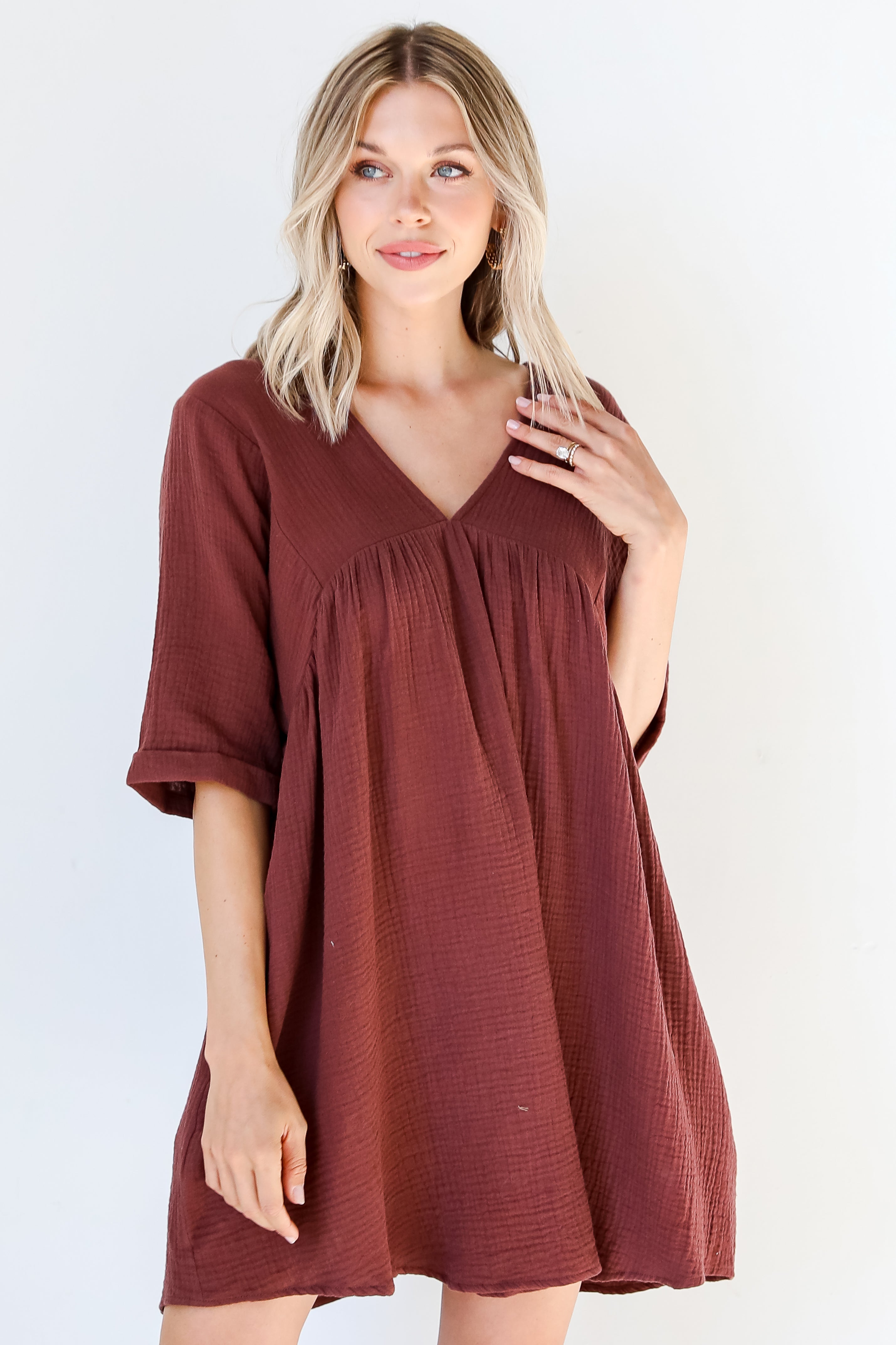 Linen Babydoll Mini Dress