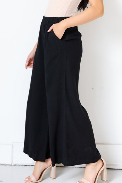 black Linen Pants side view