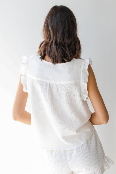 Linen Tank in white back view