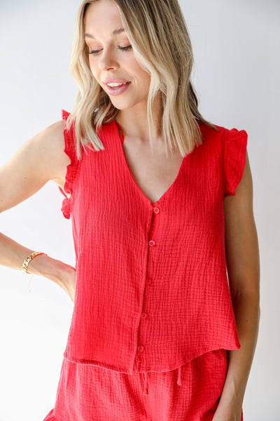Linen Tank in red