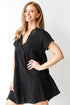 Linen Tiered Mini Dress in black