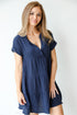 Linen Tiered Mini Dress in navy