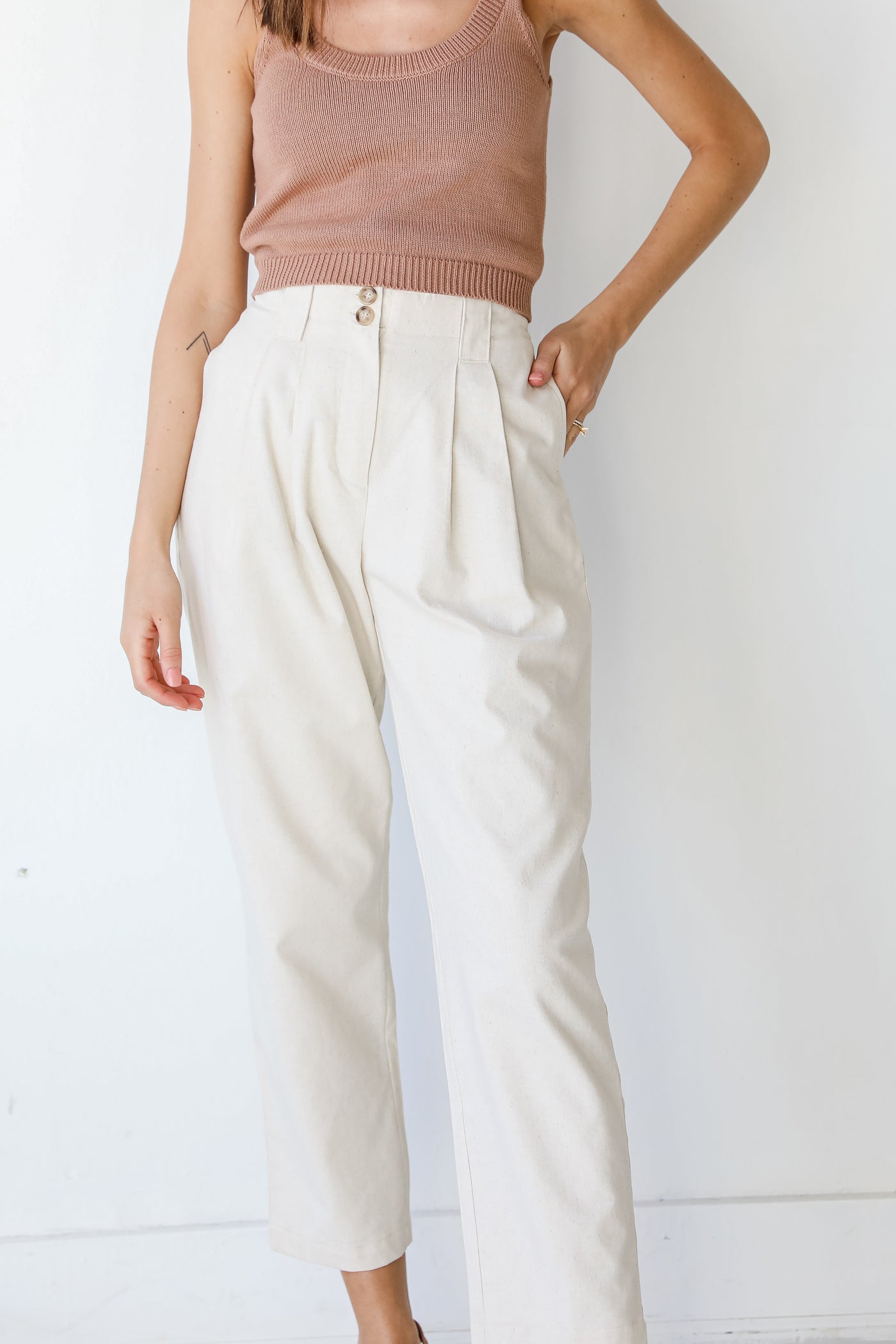 Linen Pants in ivory front view