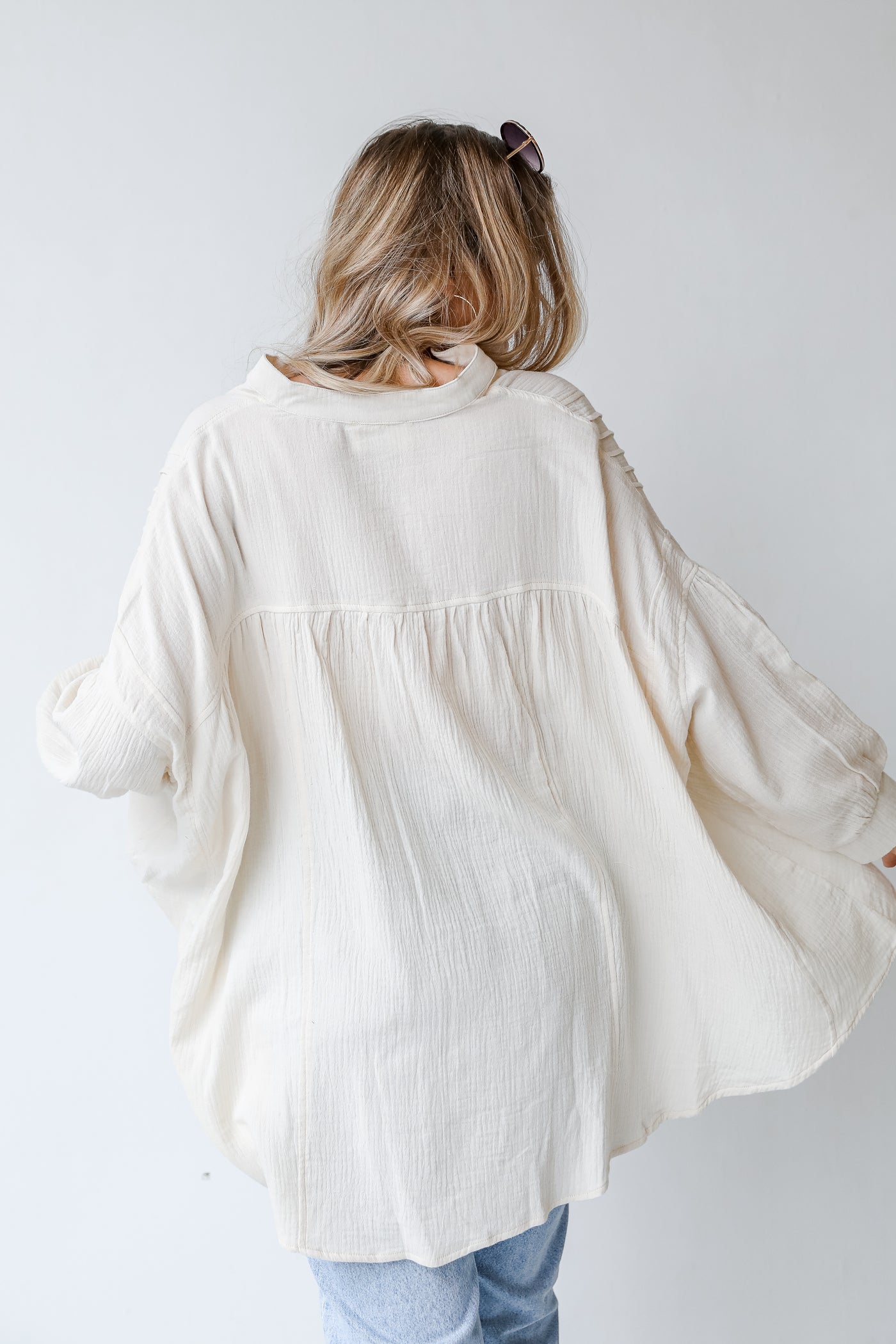 Oversized Linen Tunic in ivory back view