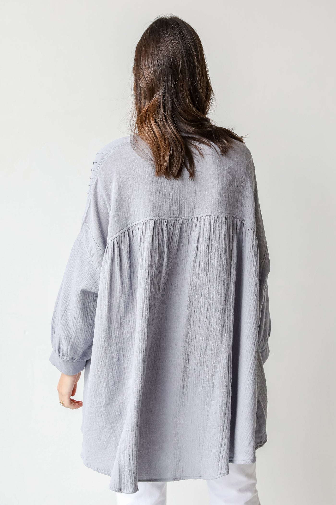 Oversized Linen Tunic in denim back view