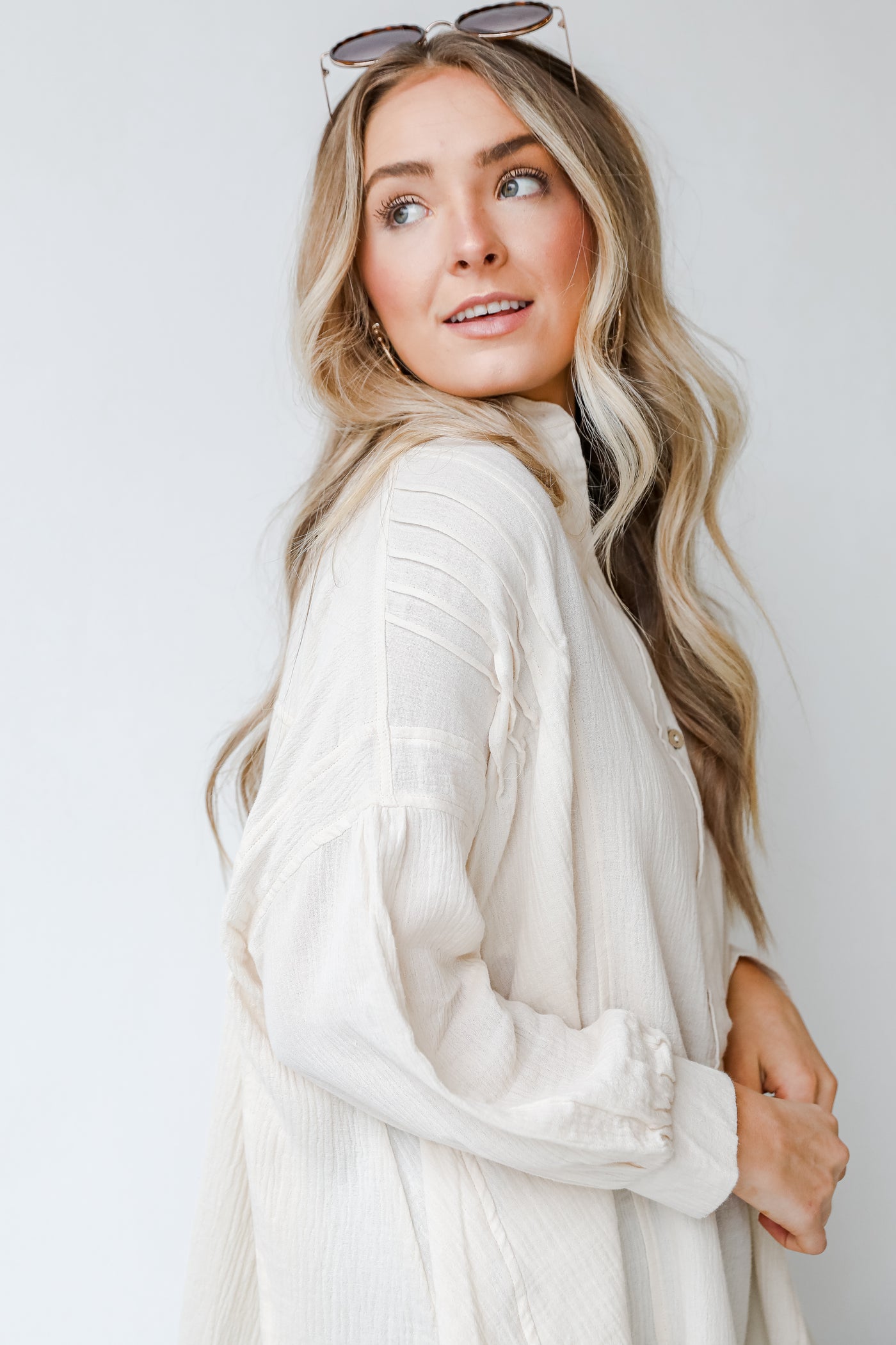 Oversized Linen Tunic in ivory