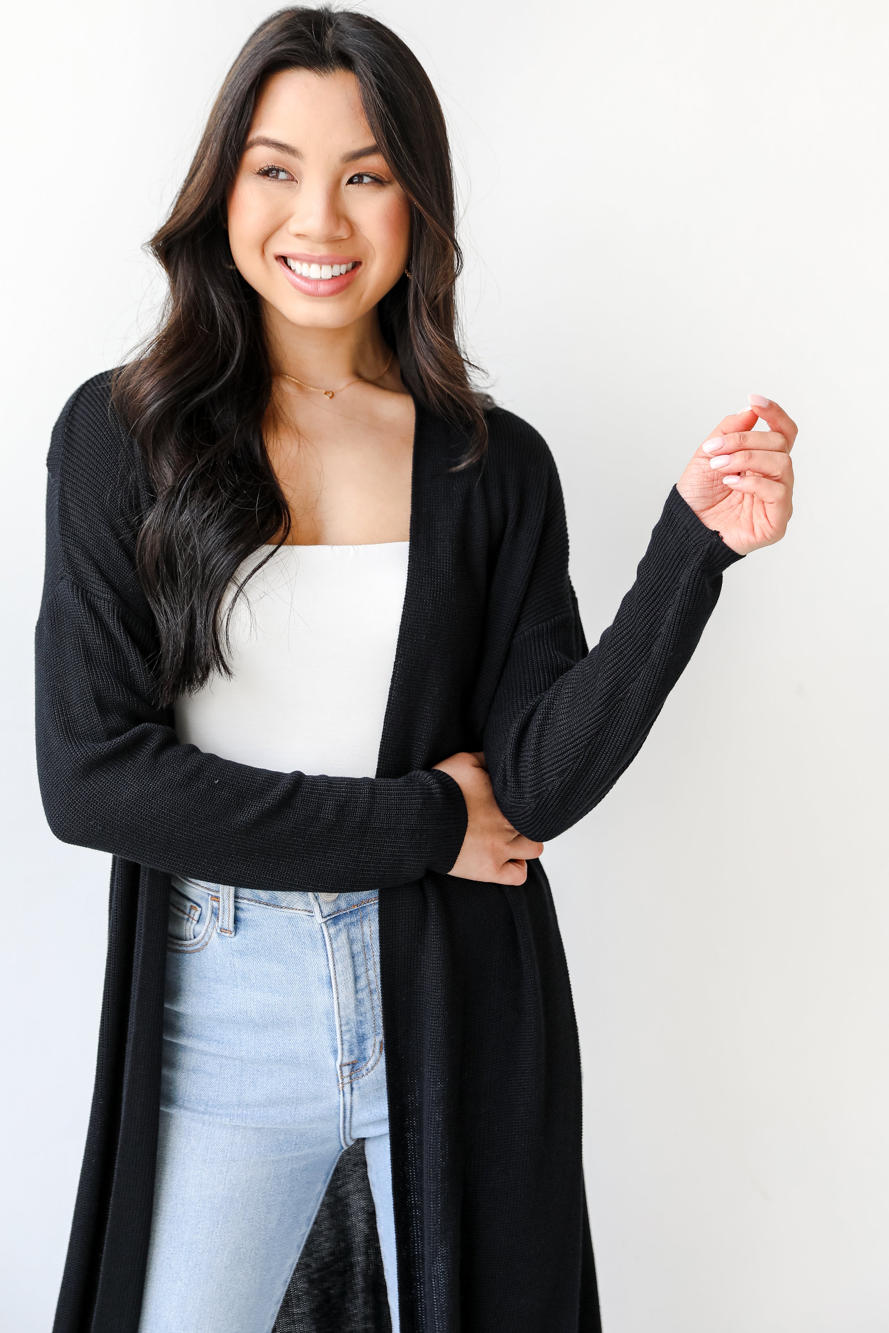 Cardigan in black on model