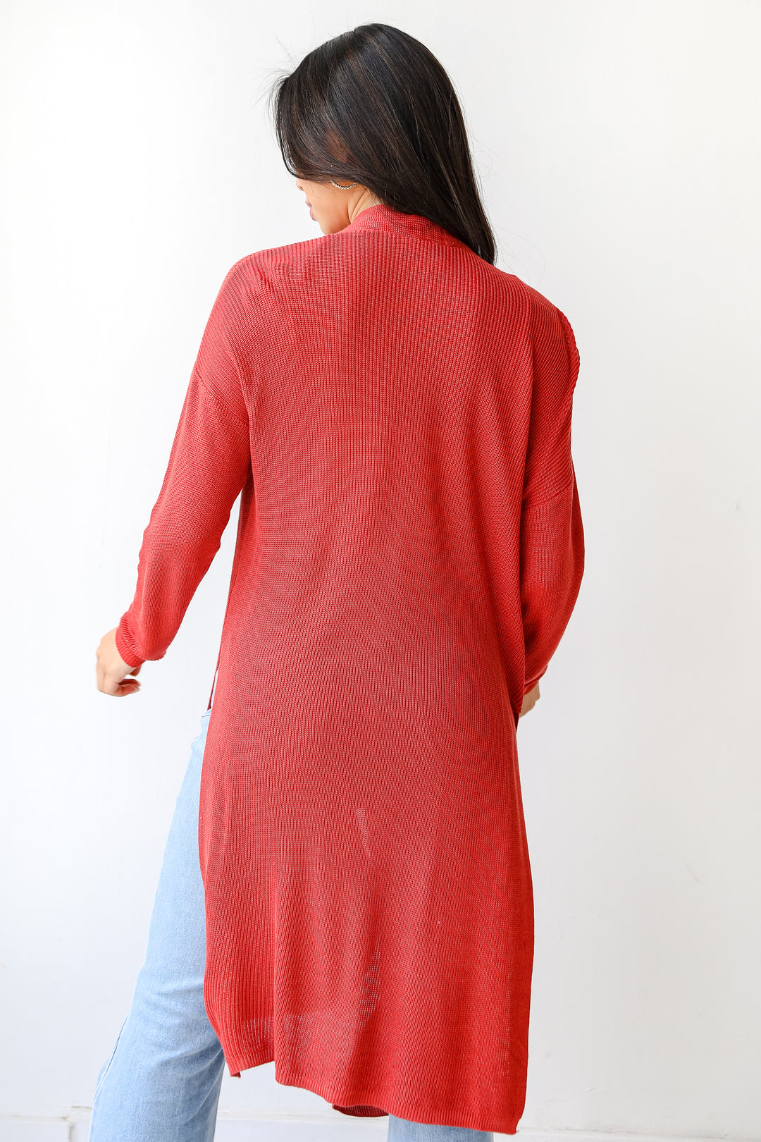 Cardigan in coral back view