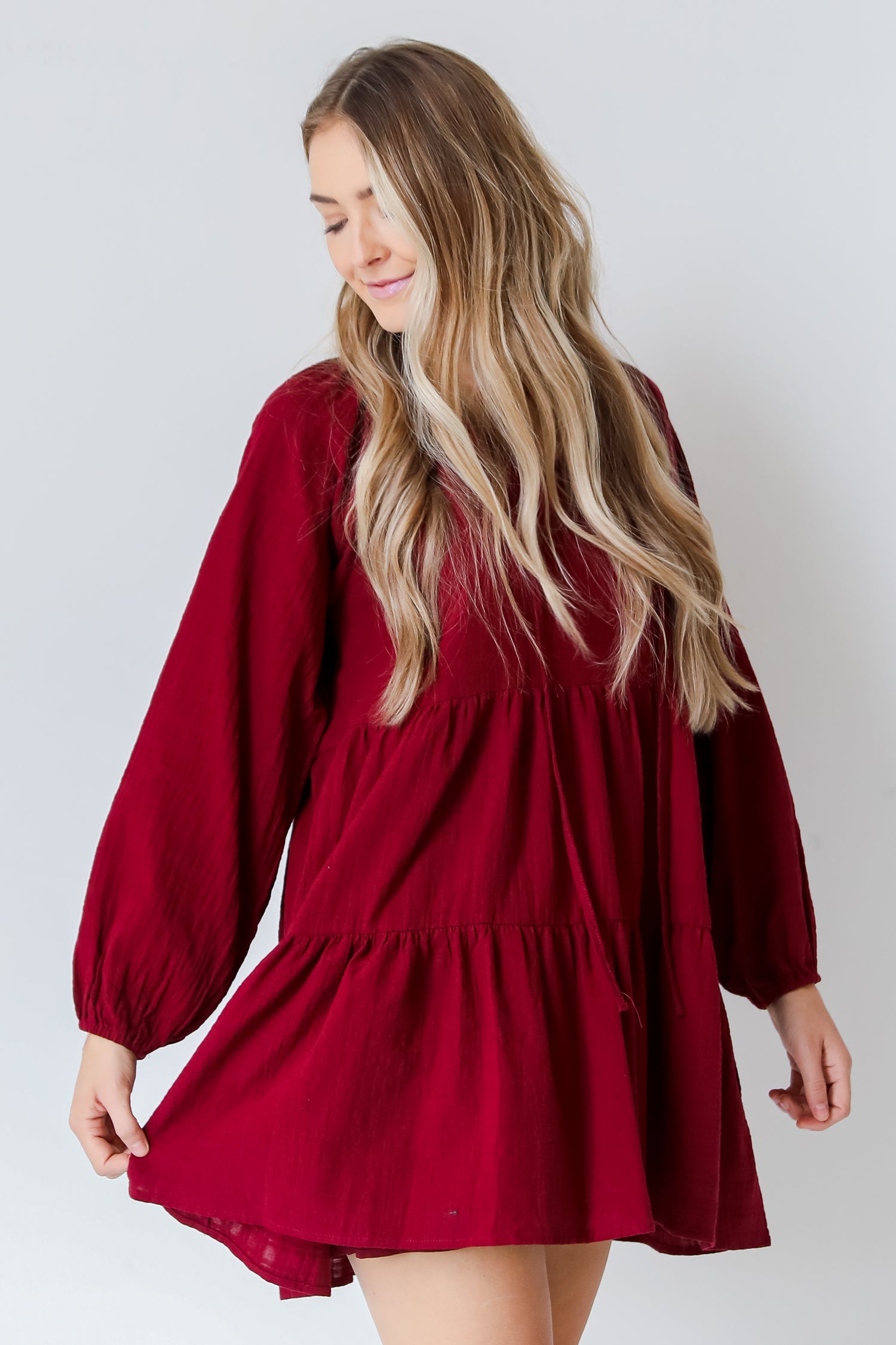 red Tiered Mini Dress