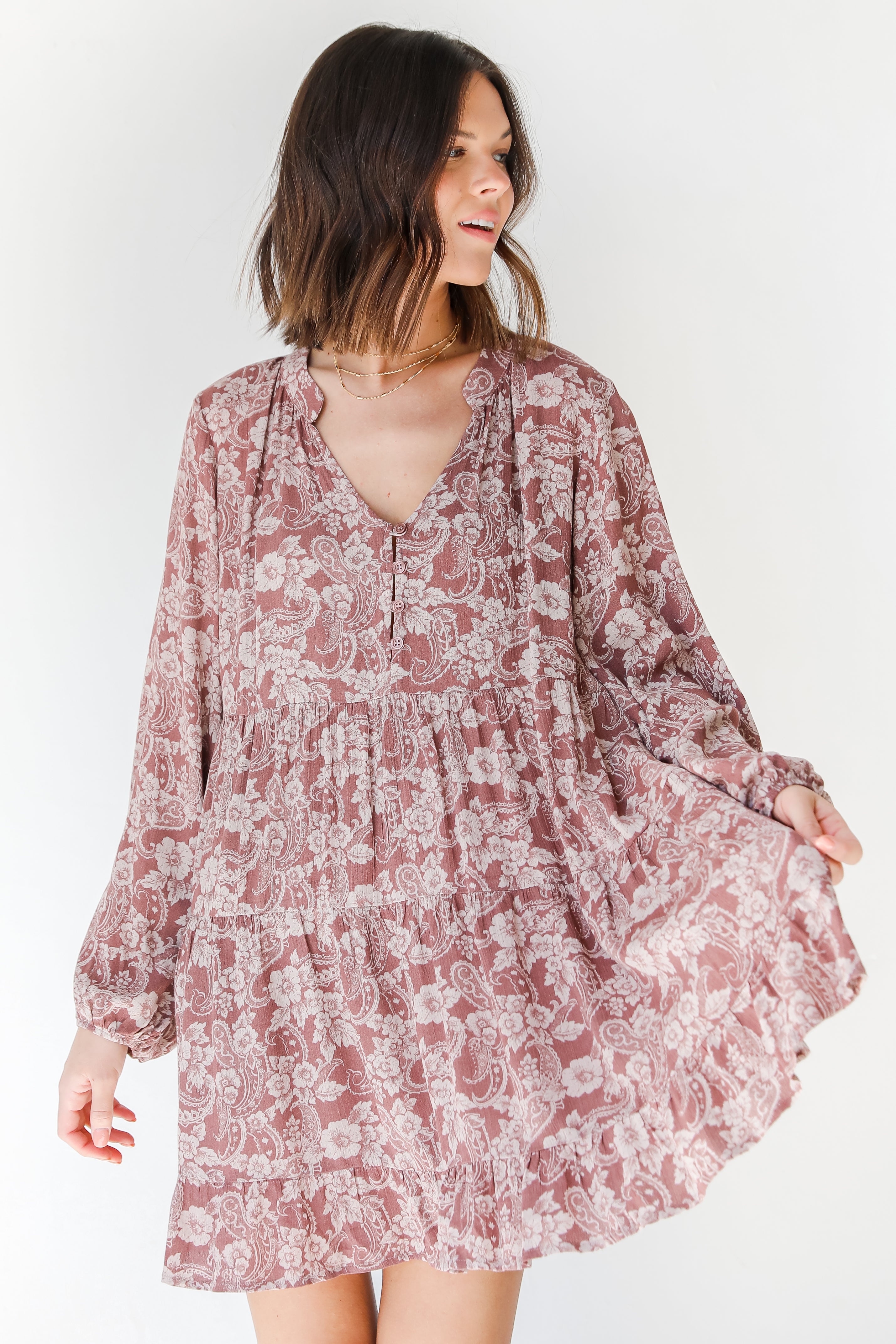 Tiered Floral Dress front view