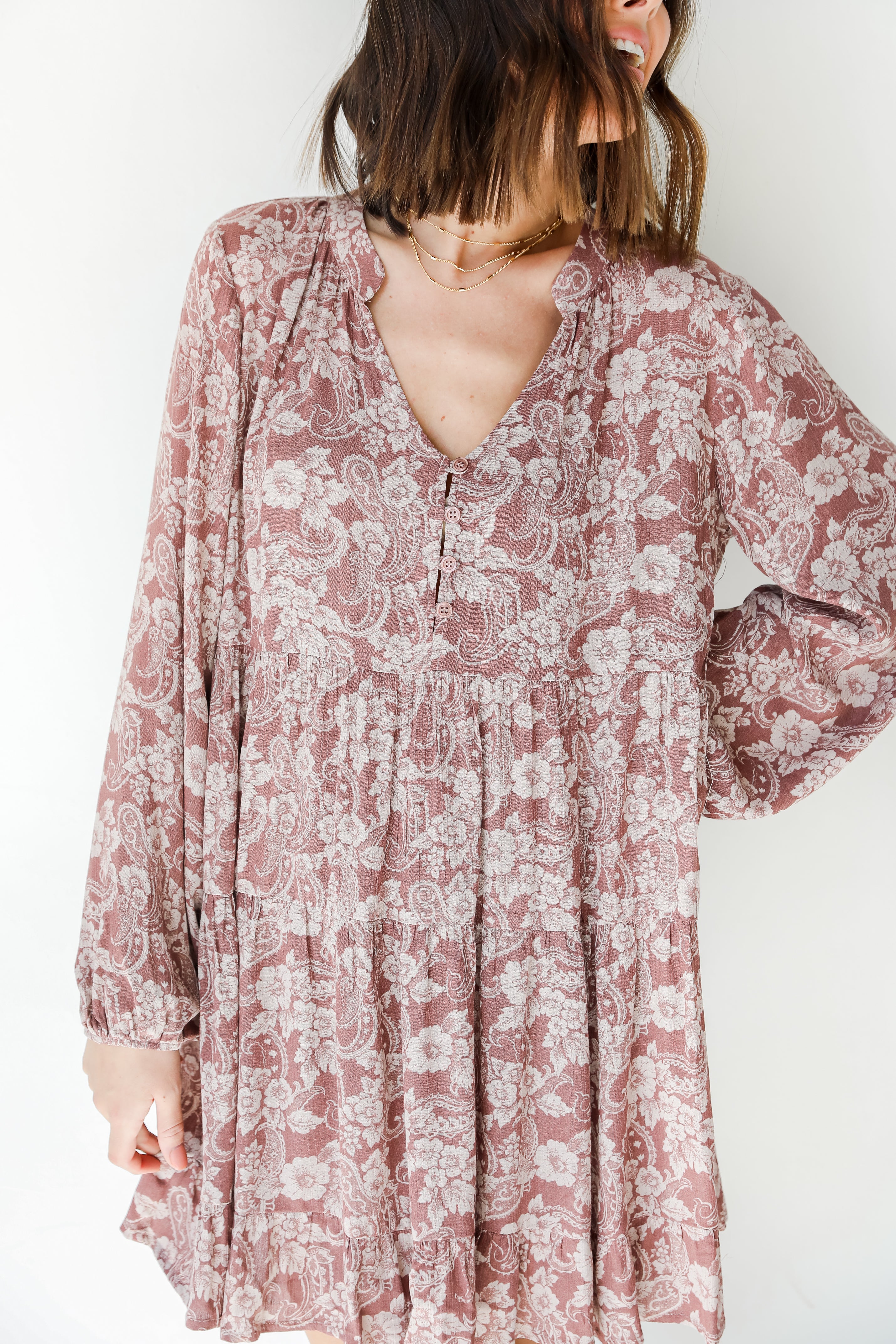 Tiered Floral Dress close up