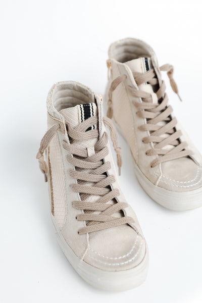 front view of high top sneakers