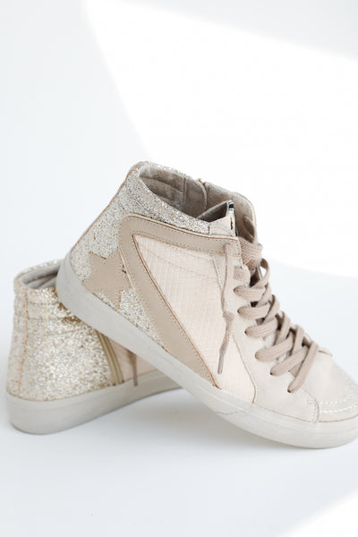 side view of glitter star sneakers