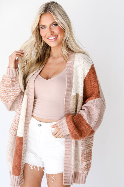 Checkered Sweater Cardigan front view