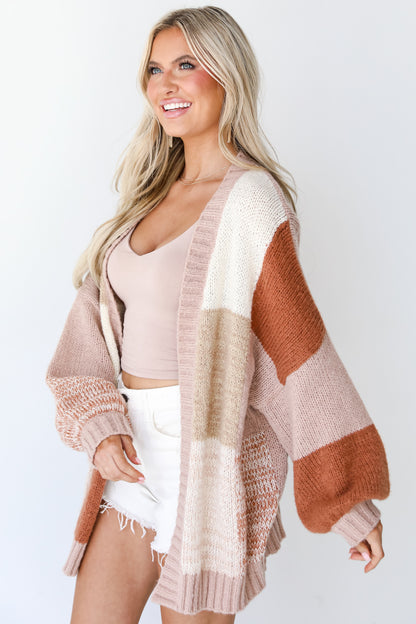 Checkered Sweater Cardigan side view